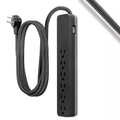 6 Outlet Surge Protector Power Strip With 10Ft Braided Extension Cord